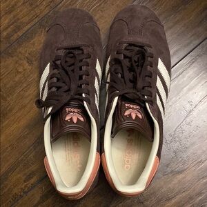Adidas Brown Gazelles With Gum Sole